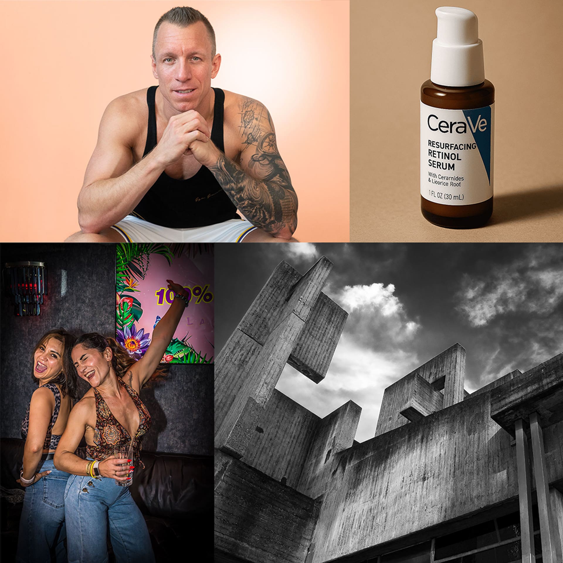Collage aus Porträt, Event, Produkt und Architektur – Fotoshooting Köln